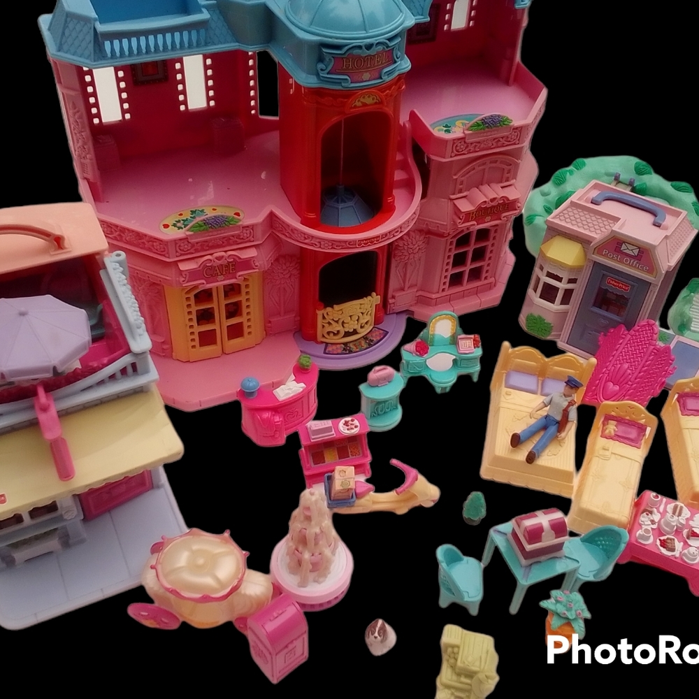 VTG 2001 Fisher Price Sweet Streets Hotel Cafe Boutique Dollhouse Toy Mattel Pla